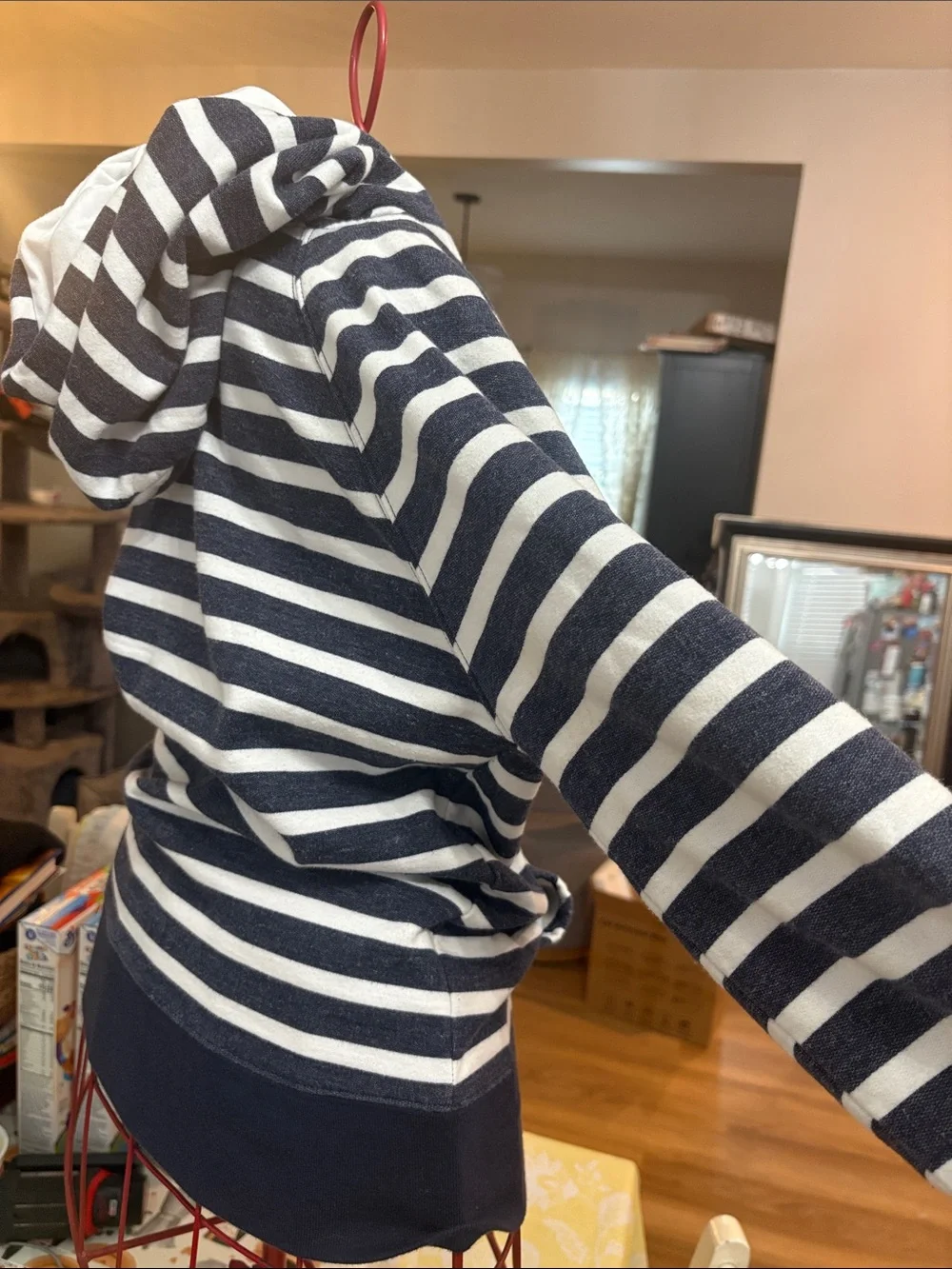 GAP Kids Striped Hoodie Jacket in Navy and Cream